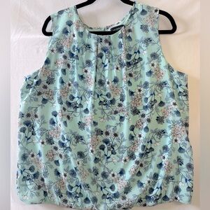 Liz Claiborne Floral Tank Top - Mint and Navy